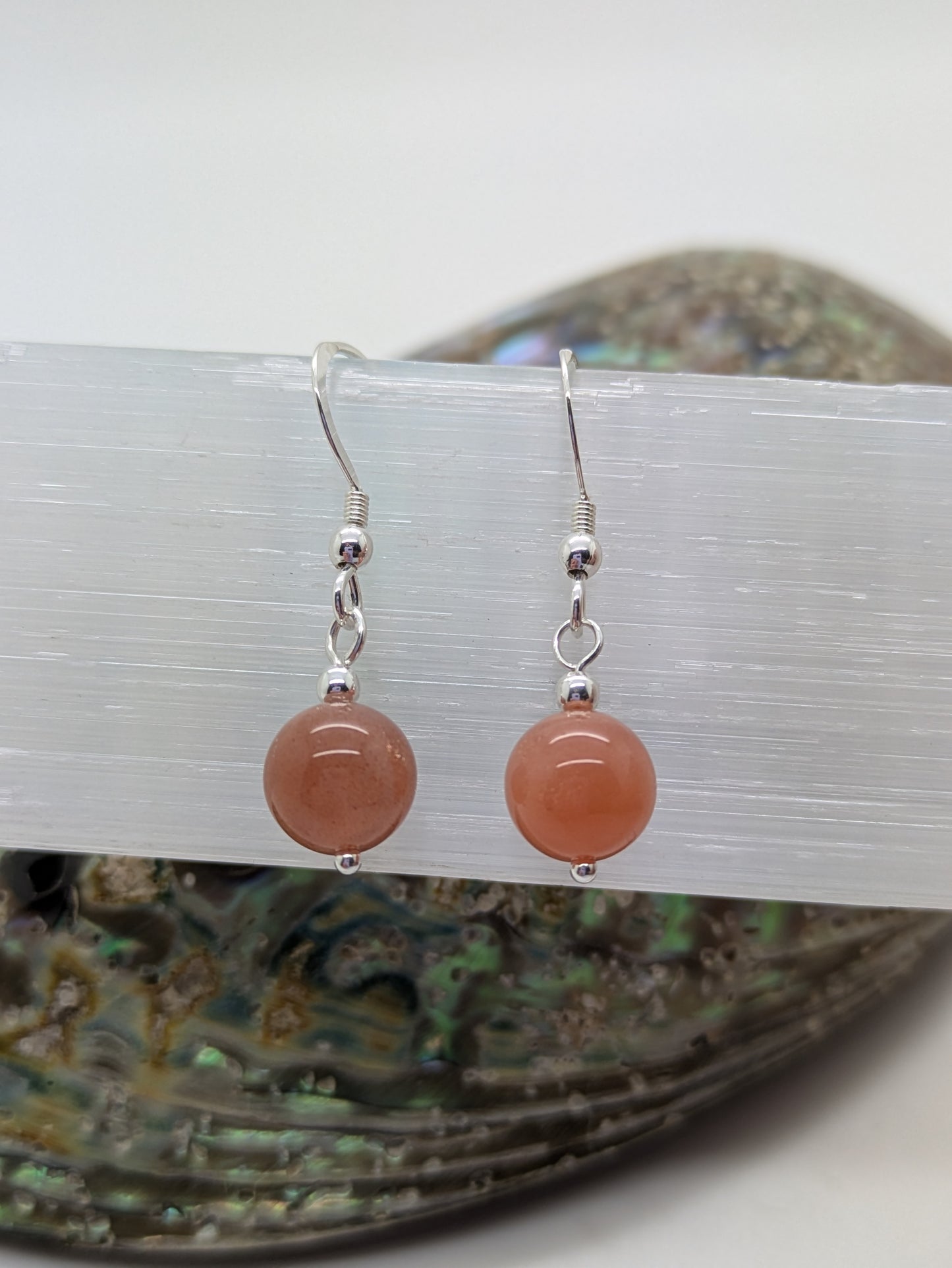 Peach Moonstone 925 Earrings