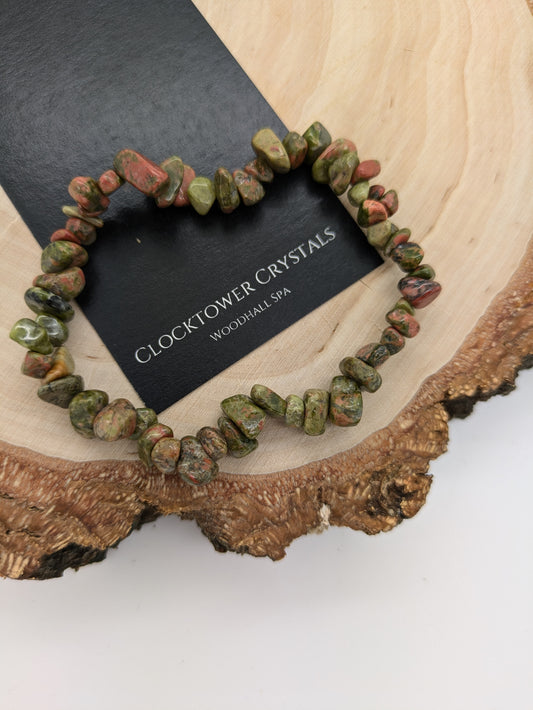 Unakite Chip Bracelet