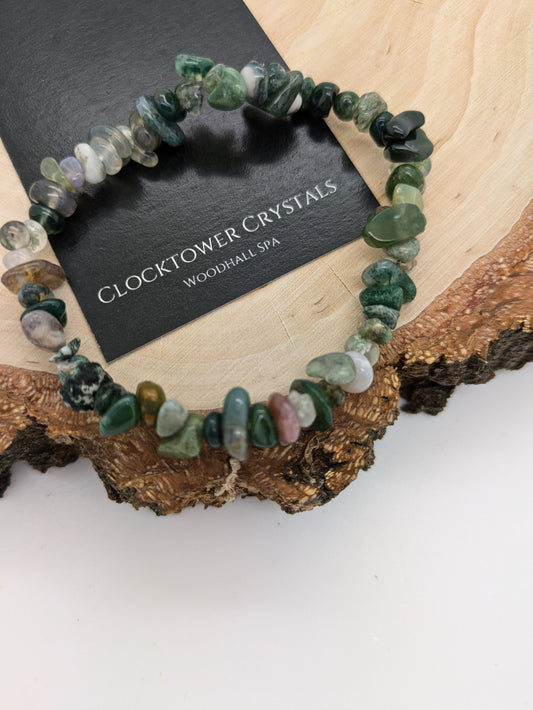 Moss Agate Chip Bracelet